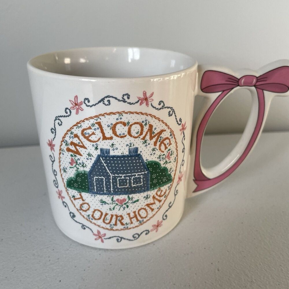 'Welcome To Our Home' Vintage Coffee Tea Mug Cup Cottagecore Country 12oz - Picture 2 of 9